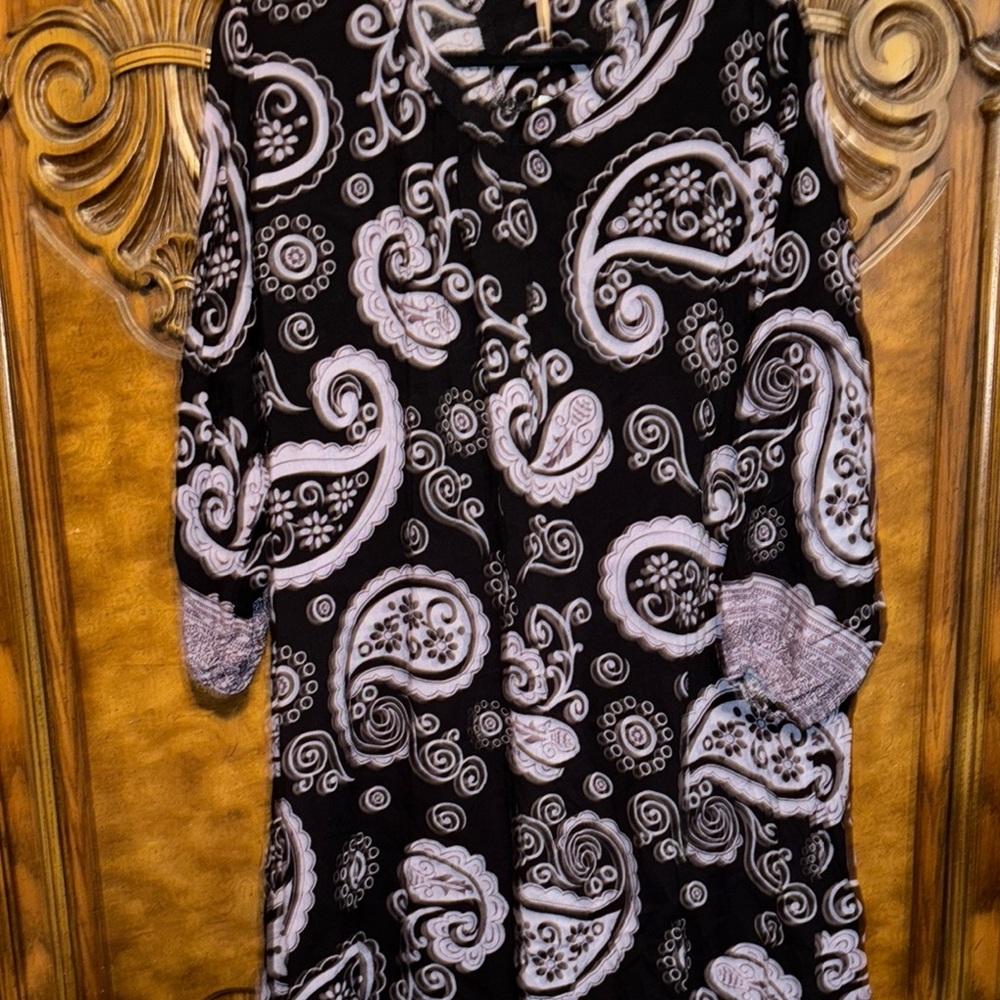Black and Lilac  100% cotton Paisley Dress
